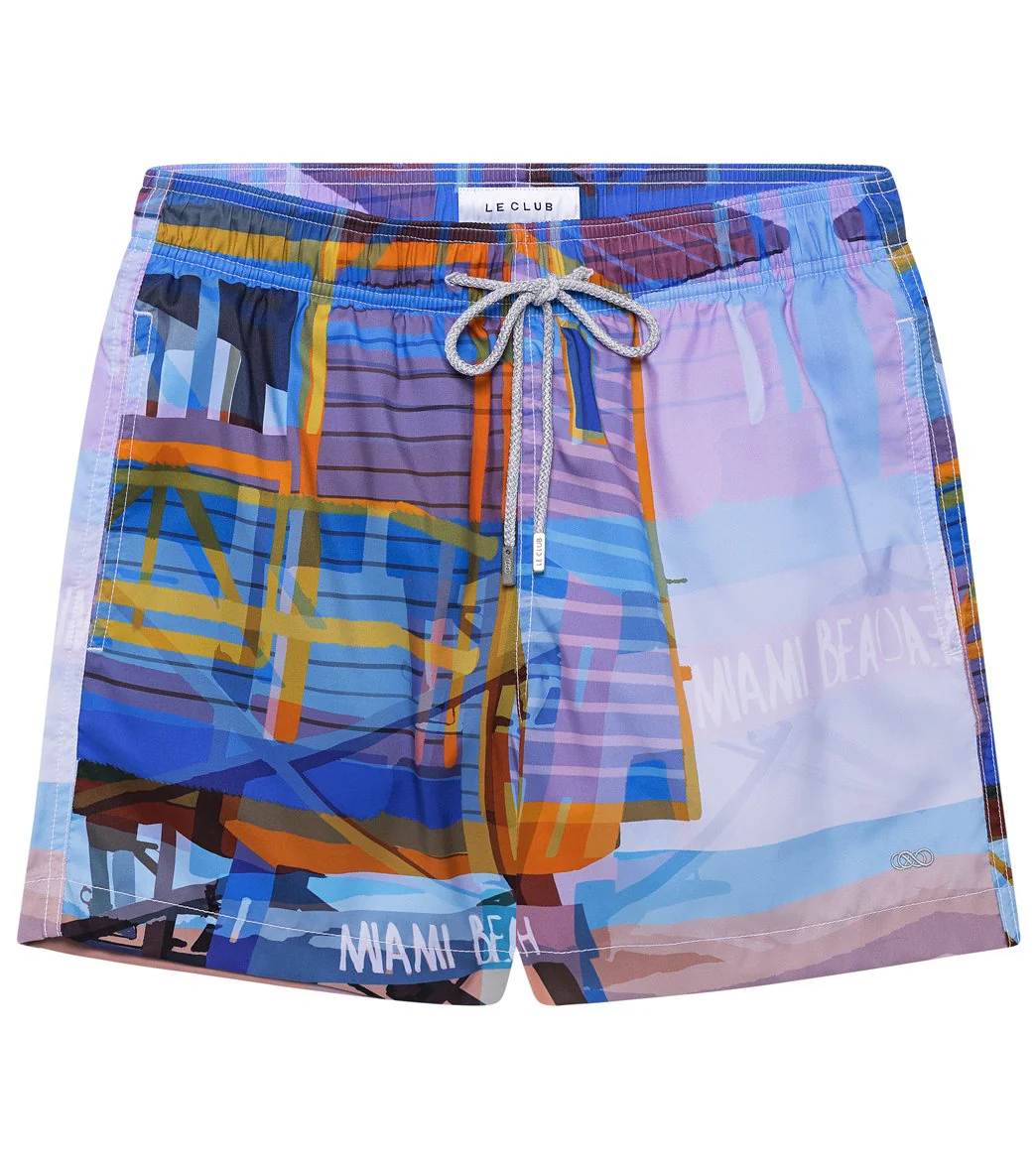 LE CLUB Men's Miami Beach Tower 3 Swim Trunks - Image 4