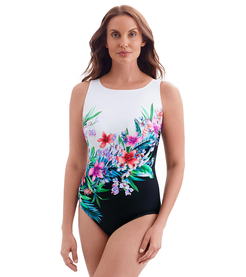 Longitude Women's Bora Bora Panel Scoopback High Neck Long Torso One Piece Swimsuit - Image 2