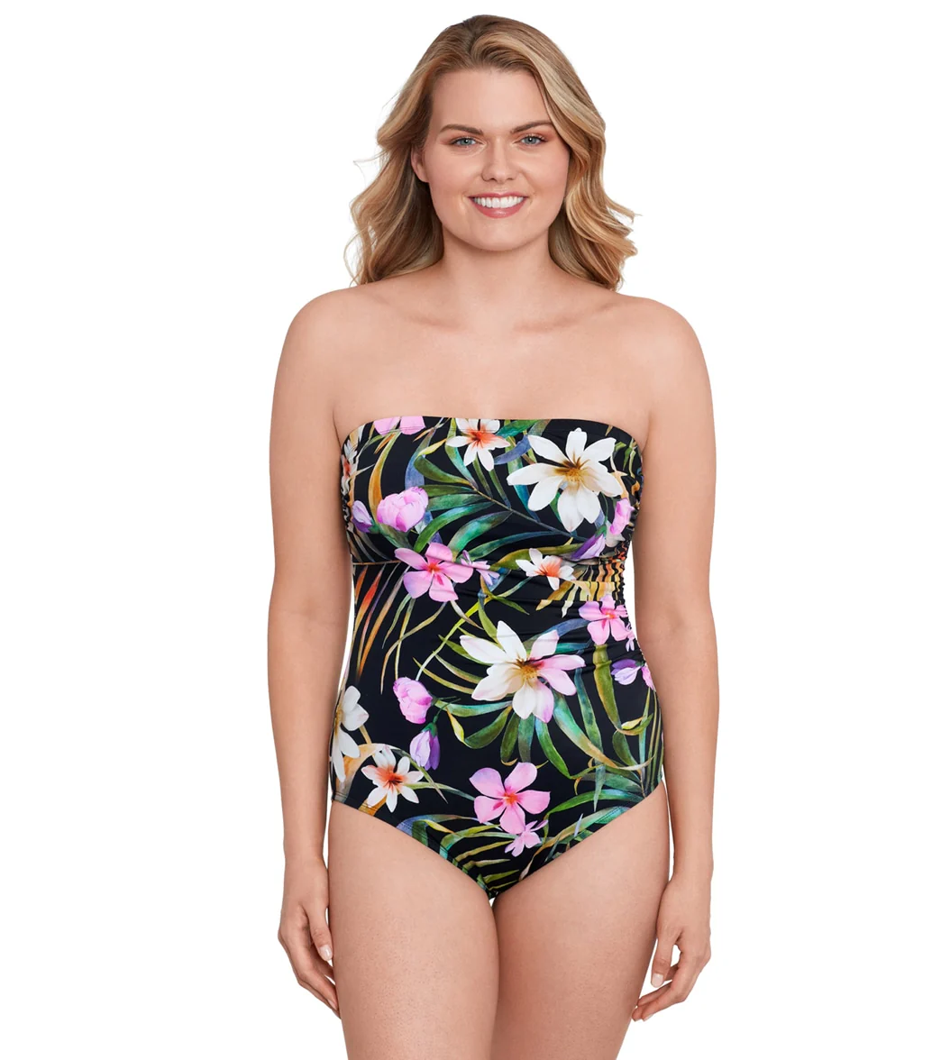 Longitude Women's Elysian Fields Side Shirred Bandeau Long Torso One Piece Swimsuit - Image 4