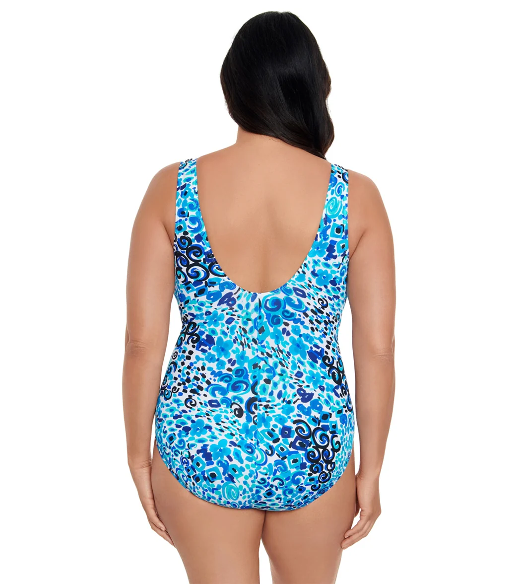 Longitude Women's Fanciful Side Shirred Surplice One Piece Swimsuit - Image 3