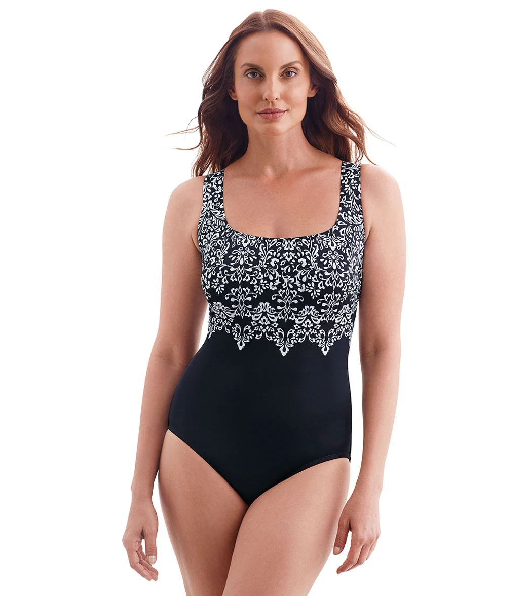 Longitude Women's Garland Edge Double X Back Tank Long Torso One Piece Swimsuit - Image 6