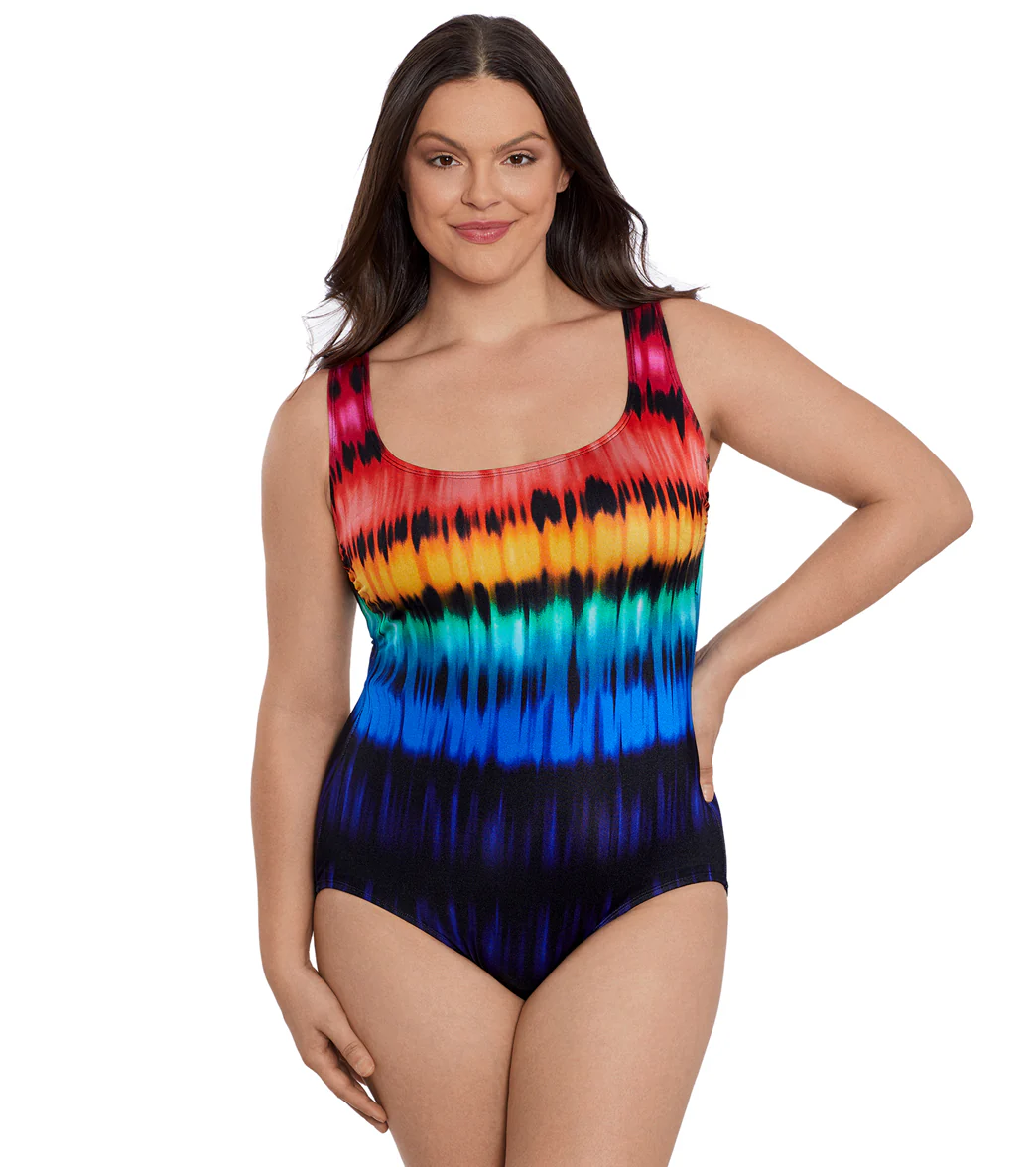 Longitude Women's Heated Waters Cross Back Tank Long Torso One Piece Swimsuit - Image 6