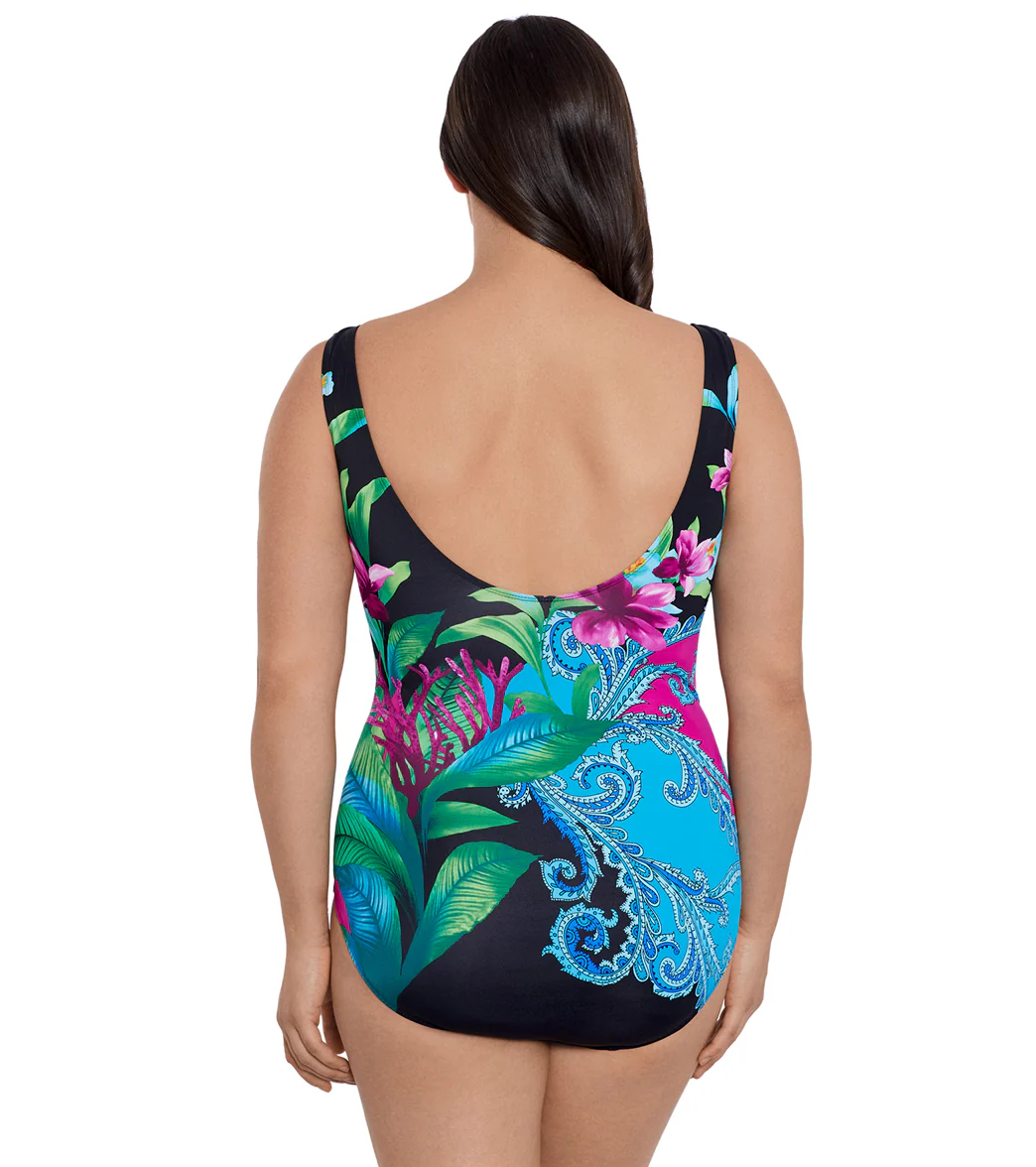 Longitude Women's Hidden Wild Panel Scoopneck Tankv One Piece Swimsuit - Image 3