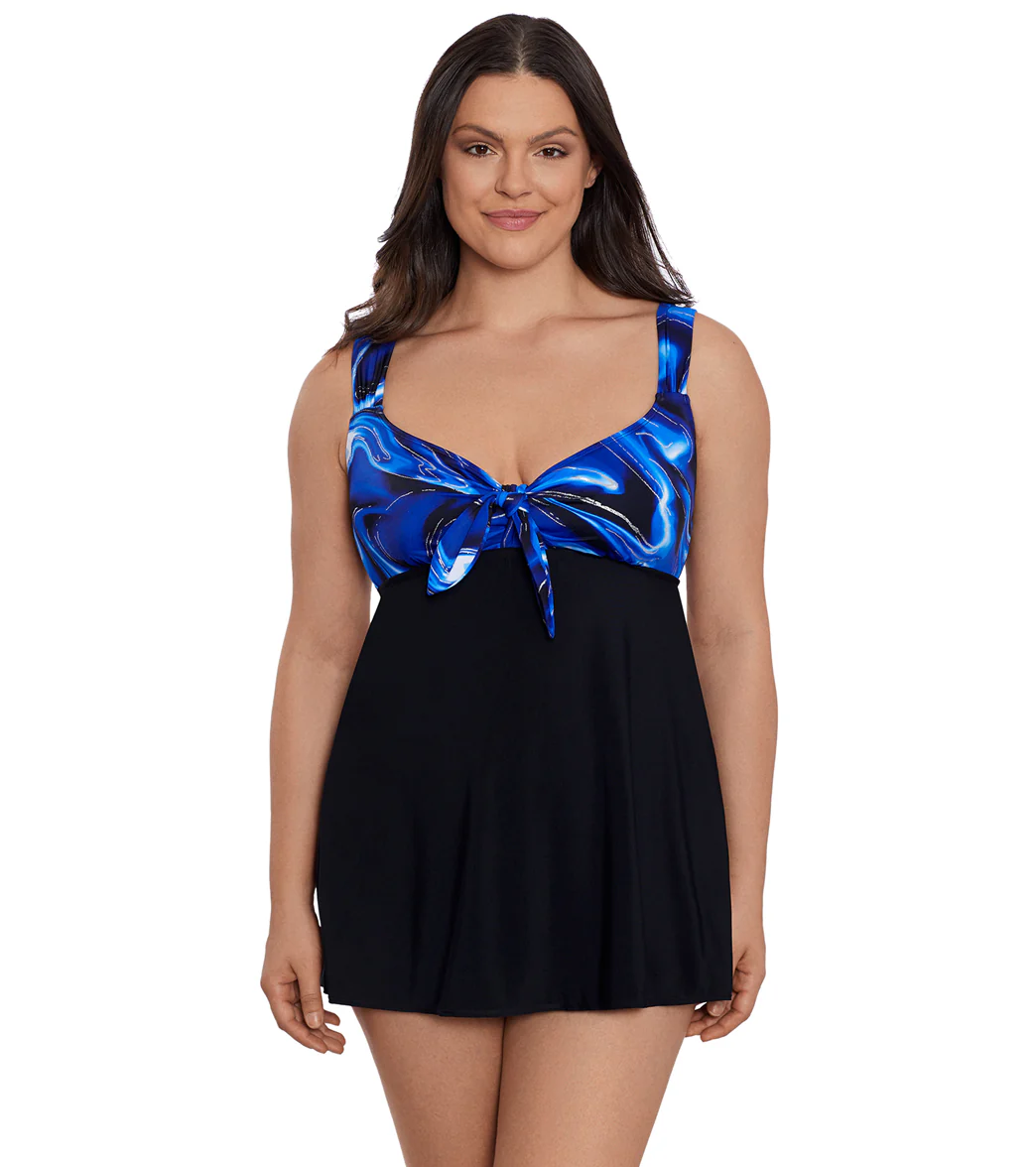 Longitude Women's Infinite Shine Tie Front Long Torso Swim Dress - Image 6