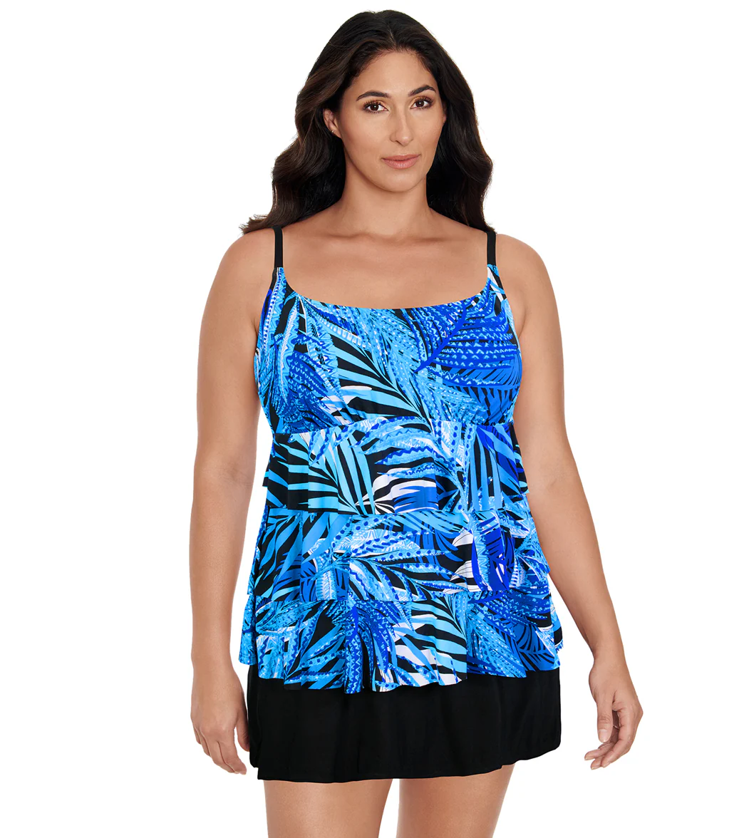 Longitude Women's Jungle Boogie Ruffle Faux Skirtini Long One Piece Swimsuit - Image 6