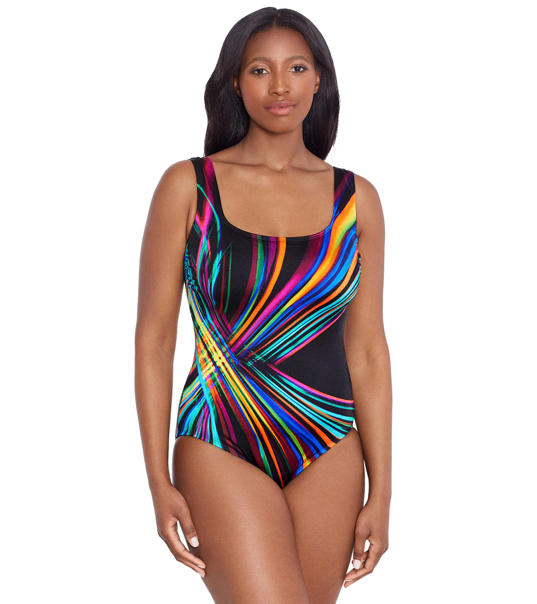 Longitude Women's Kinetic Force Panel Scoopneck Tank Long Torso One Piece Swimsuit - Image 8