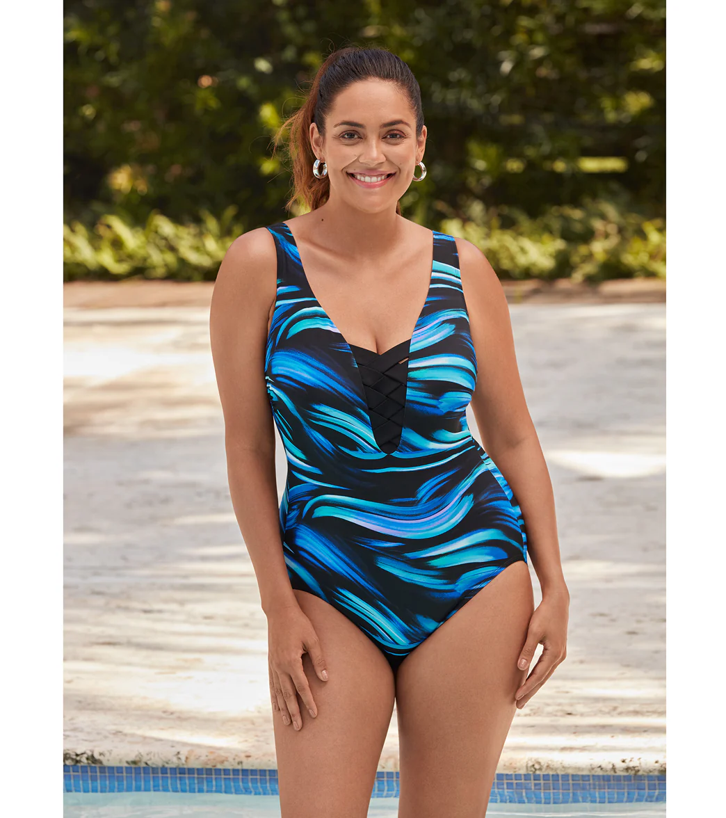 Longitude Women's Landslide Lattice Front Tank One Piece Swimsuit - Image 4