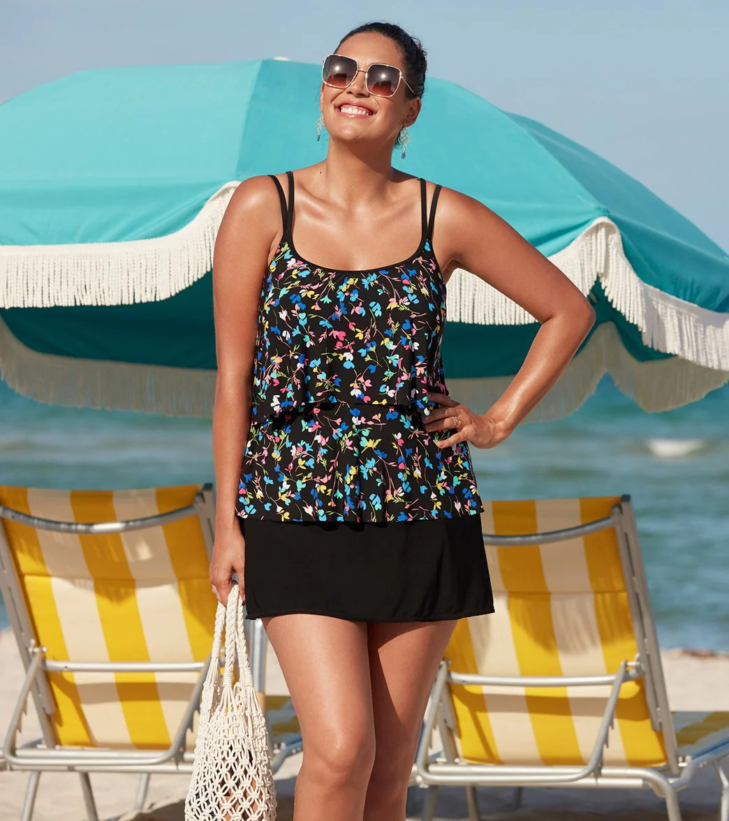 Longitude Women's Mucho Floral Double Ruffle Faux Skirtini Long Torso One Piece Swimsuit - Image 5
