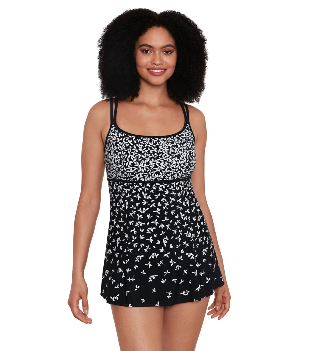 Longitude Women's Petals in Love Empire Princess Seam Long Torso Swim Dress