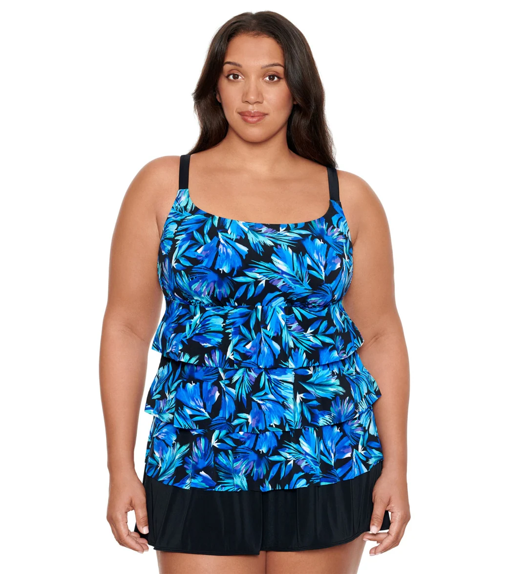 Longitude Women's Plus Size Toucan Play Faux Ruffle Skirtini One Piece Swimsuit - Image 4