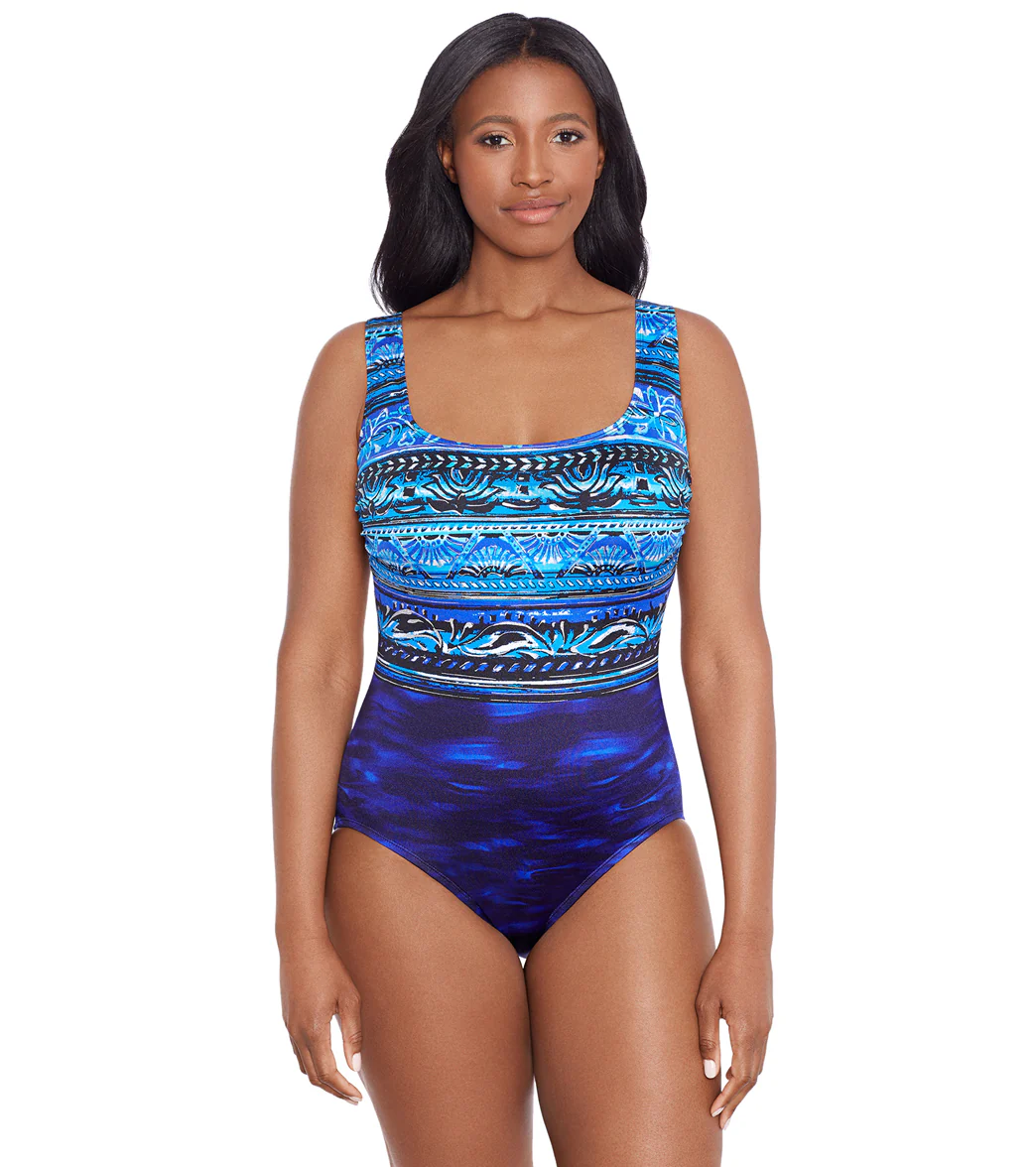 Longitude Women's Pool Attention Double Cross Back Back Tank One Piece Swimsuit - Image 8