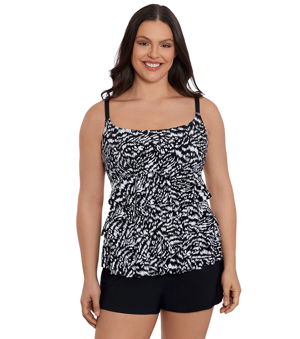 Longitude Women's Super Sleek Ruffle Faux Shortini Long Torso One Piece Swimsuit - Image 10