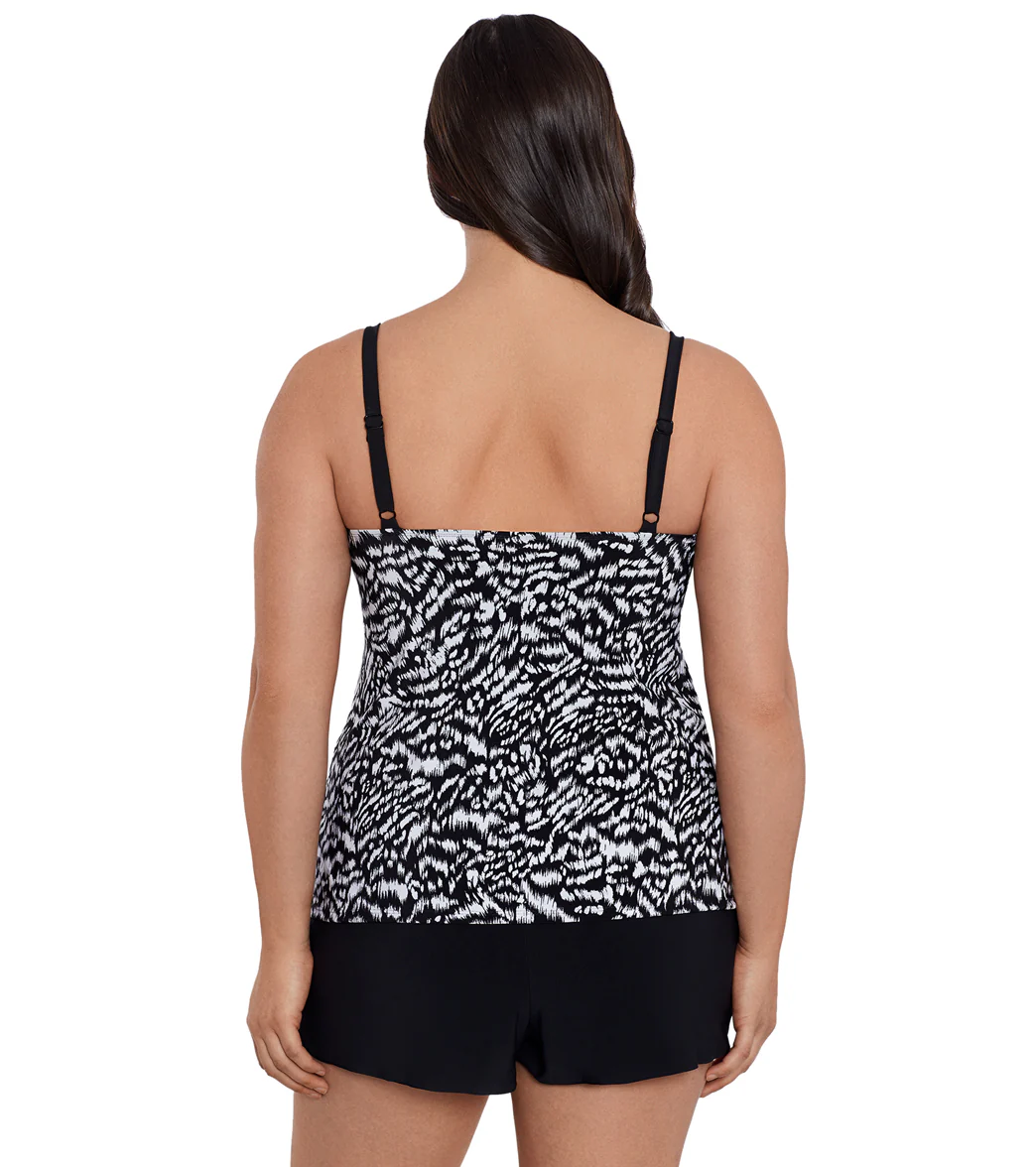 Longitude Women's Super Sleek Ruffle Faux Shortini Long Torso One Piece Swimsuit - Image 3
