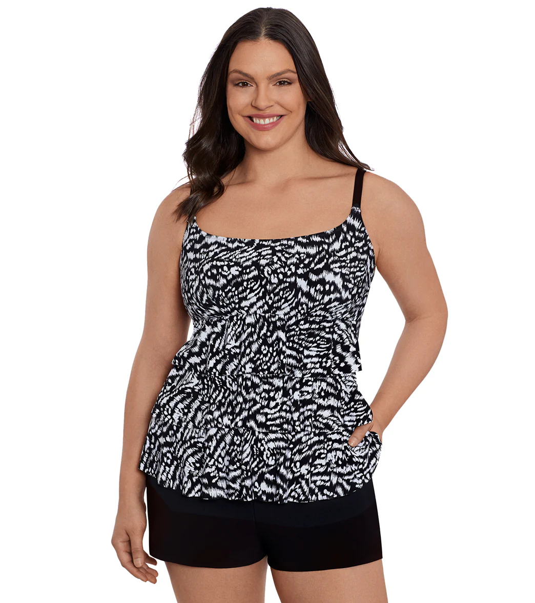 Longitude Women's Super Sleek Ruffle Faux Shortini Long Torso One Piece Swimsuit - Image 4