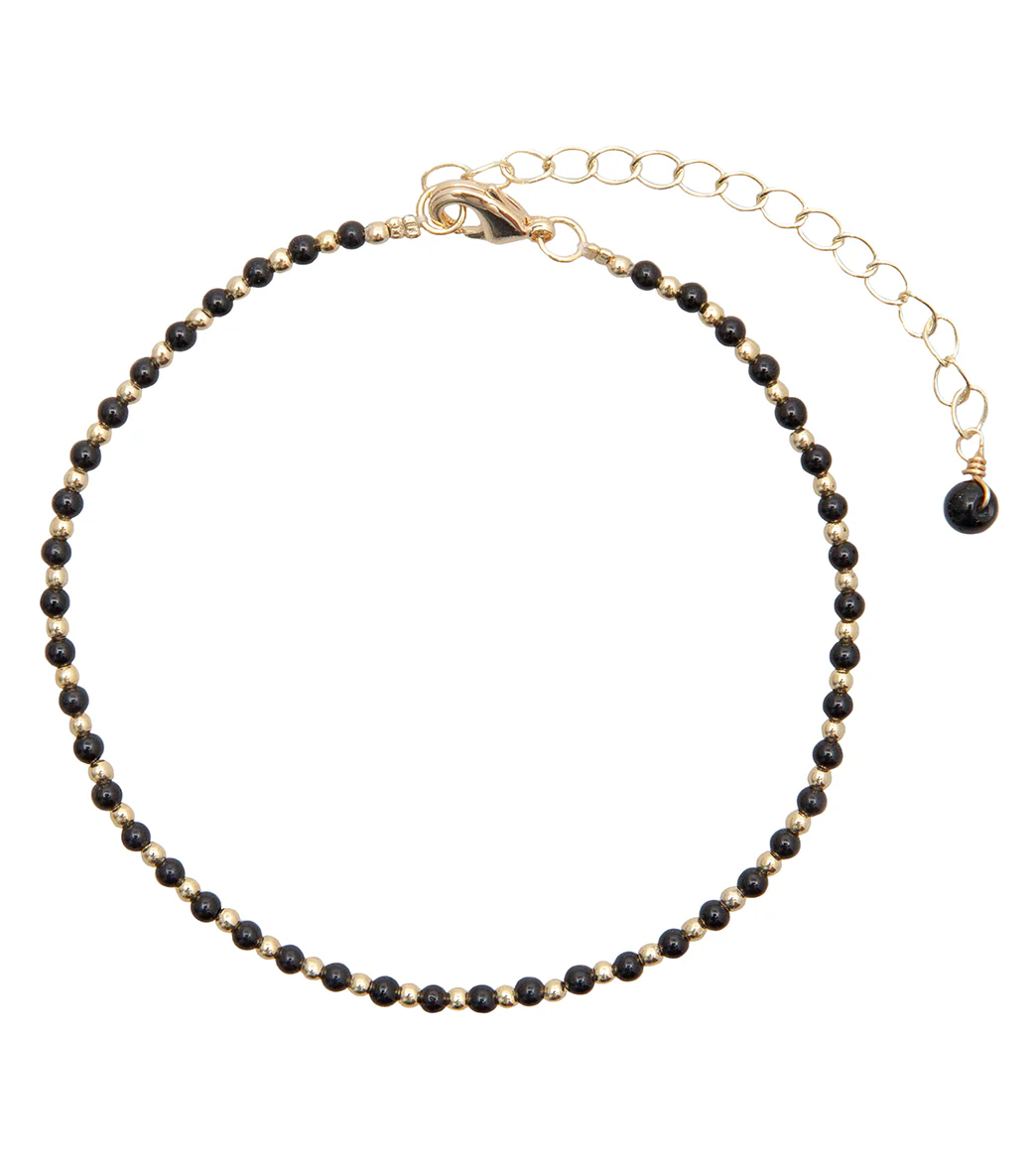 Lotus and Luna Balance Onyx Gold Anklet - Image 2