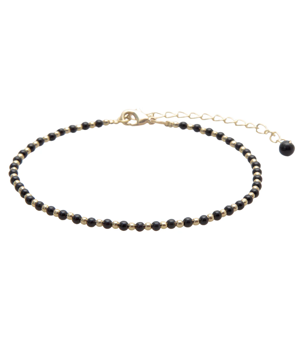 Lotus and Luna Balance Onyx Gold Anklet - Image 7