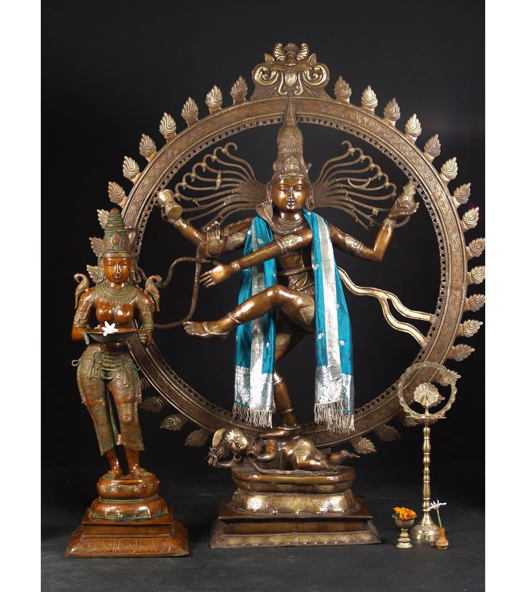 Lotus Sculpture Brass Large Dancing Shiva Nataraja 73"