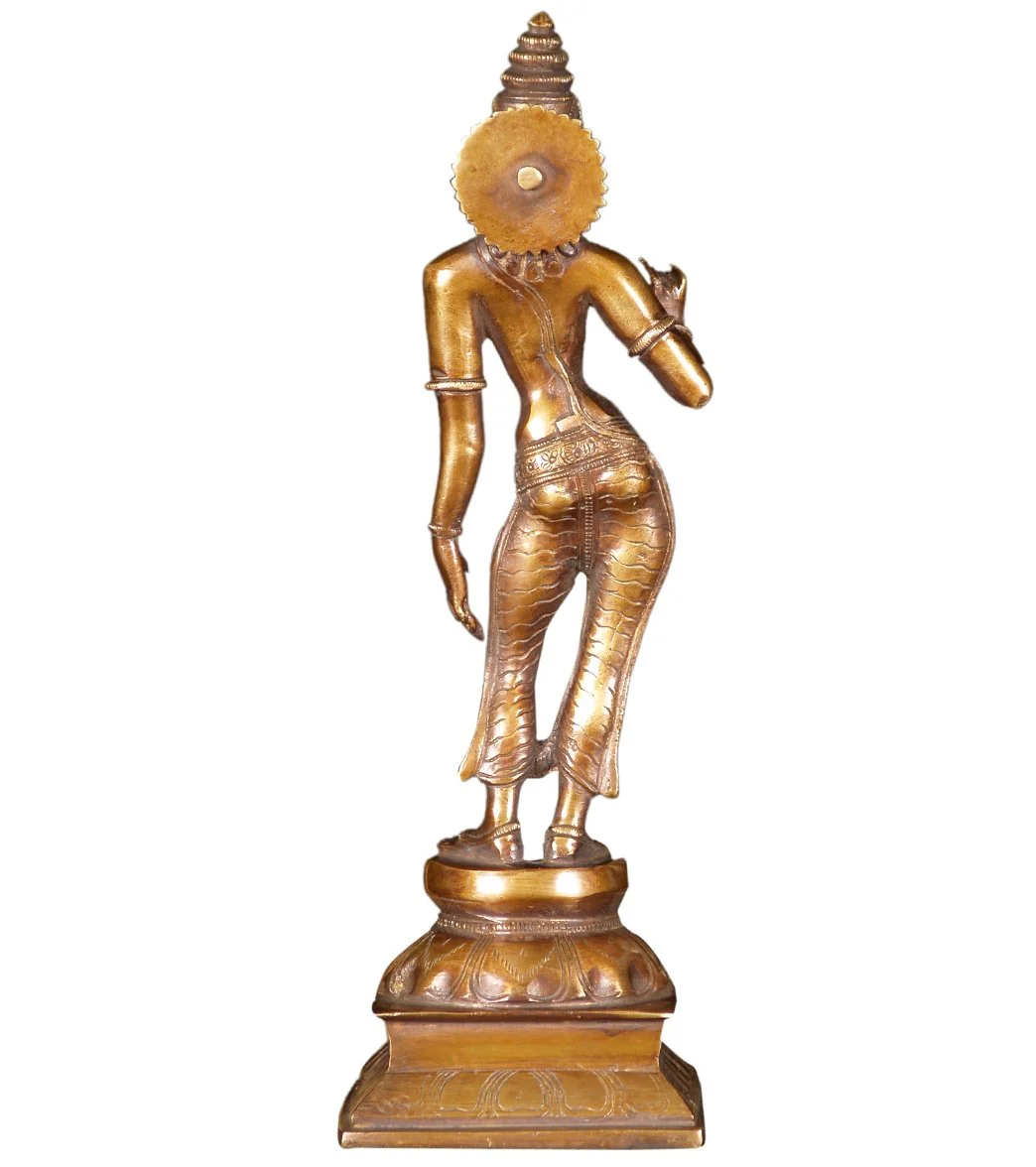 Lotus Sculpture Brass Parvati Statue As Shivakami 12" - Image 3
