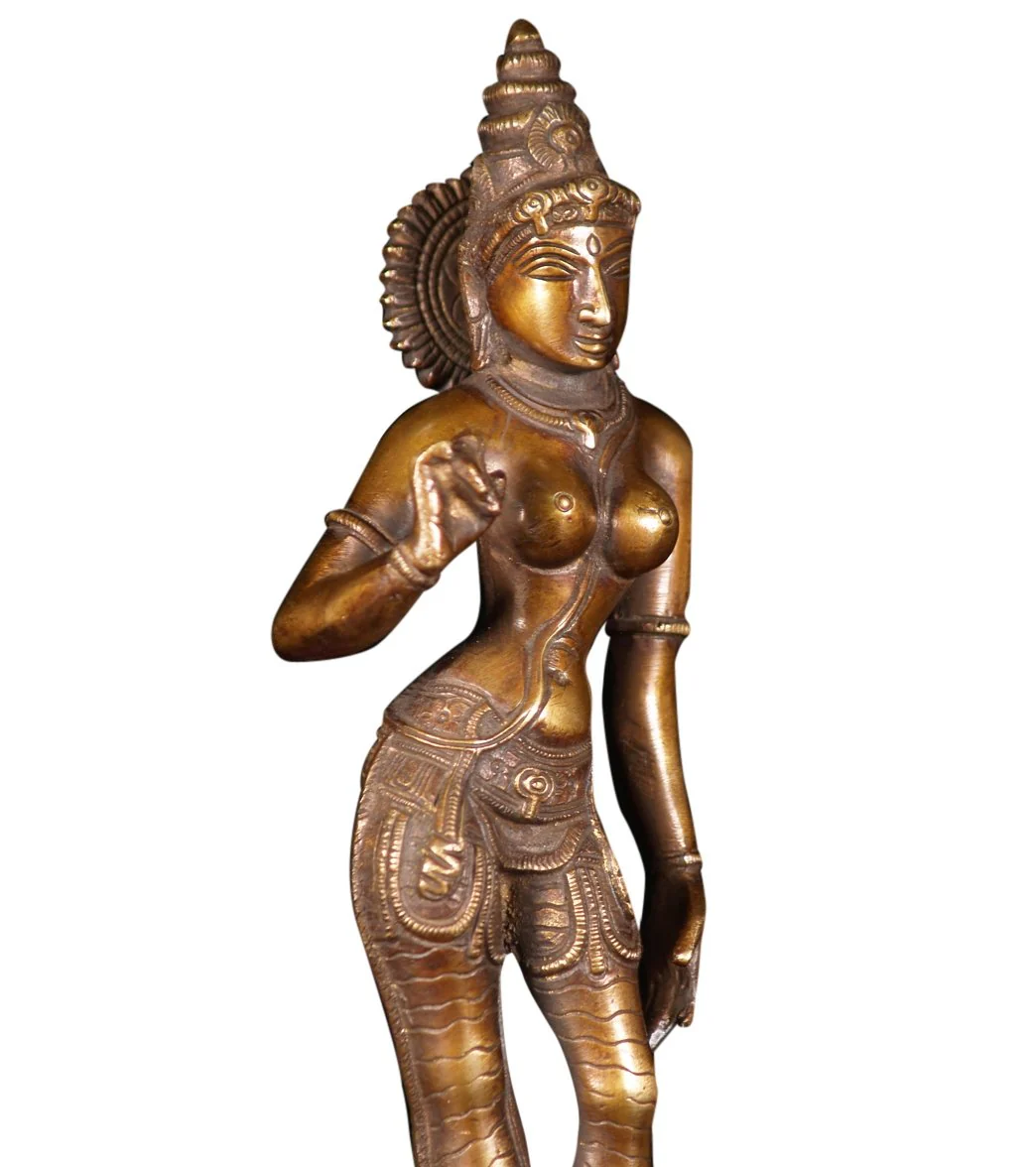 Lotus Sculpture Brass Parvati Statue As Shivakami 12" - Image 5