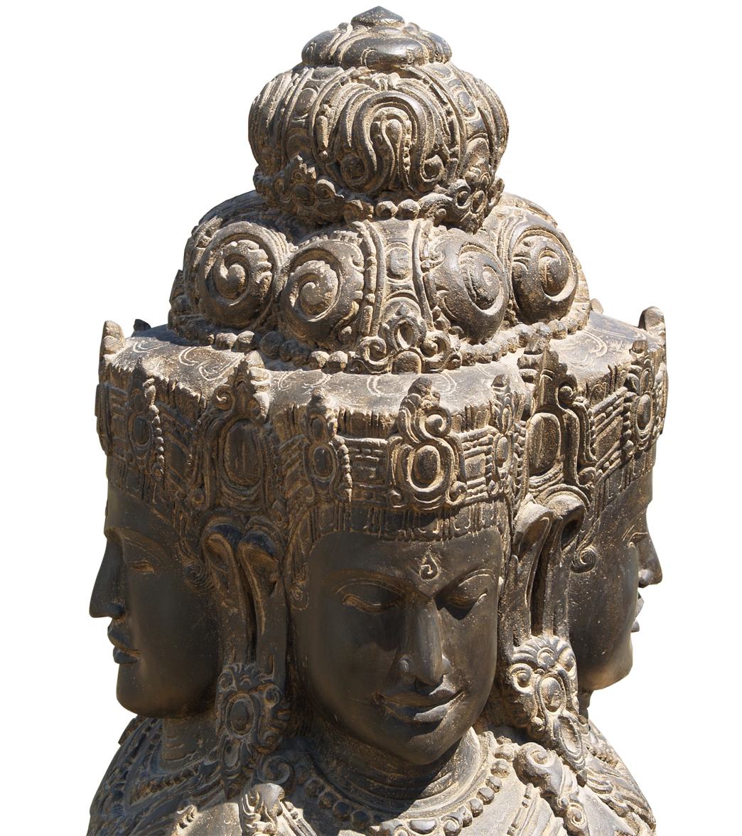Lotus Sculpture Stone 4 Faced Brahma Statue 40" - Image 6