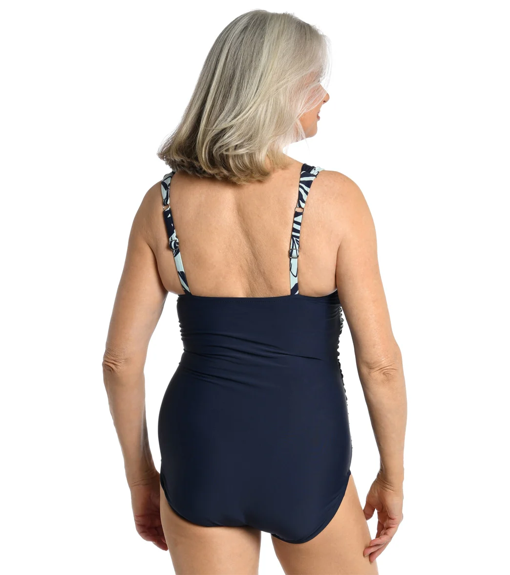 Maxine Women's Coastal Palm Wrap Front One Piece Swimsuit - Image 2