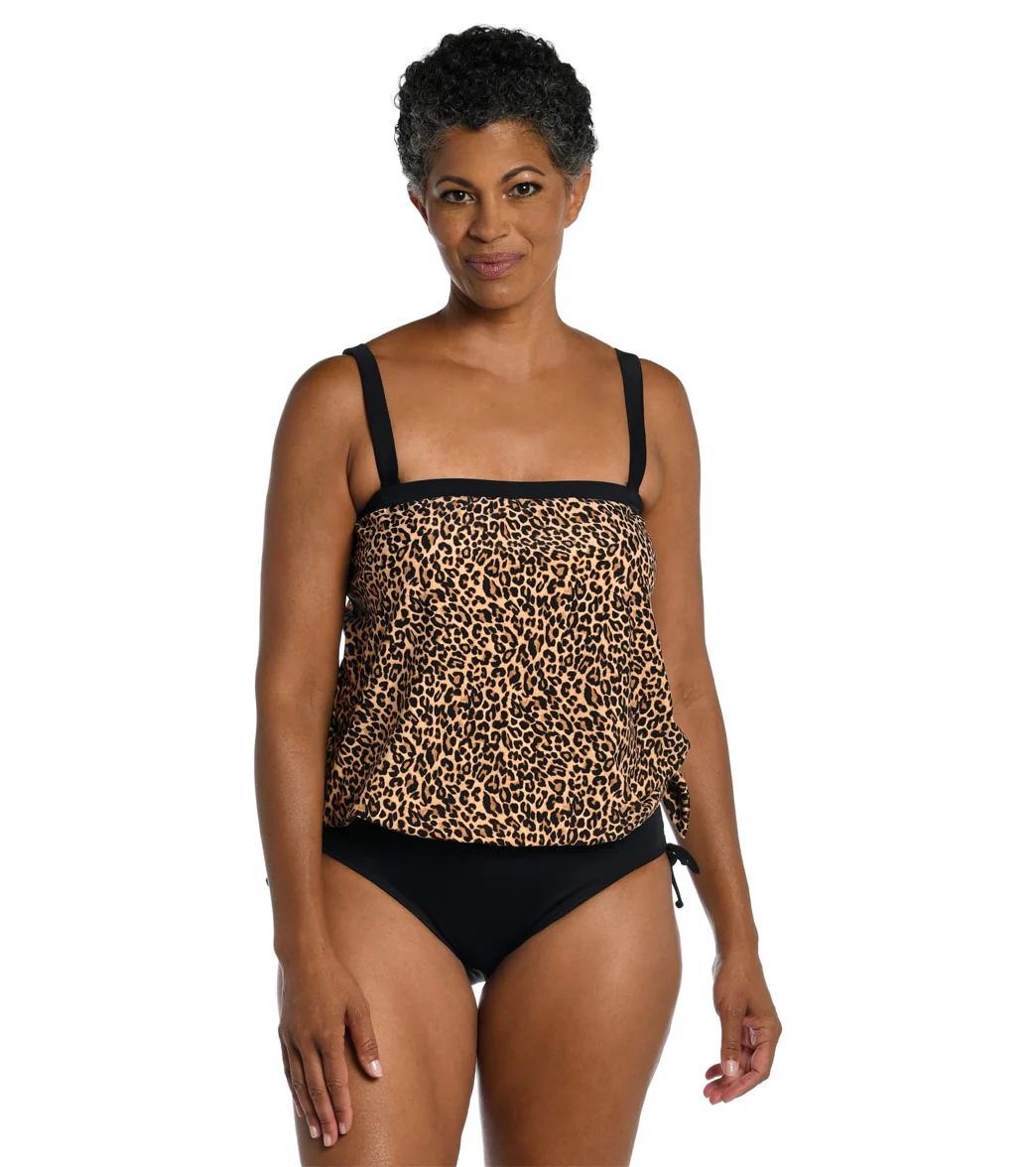 Maxine Women's Courgar Blouson Bandeau Tankini Top - Image 6