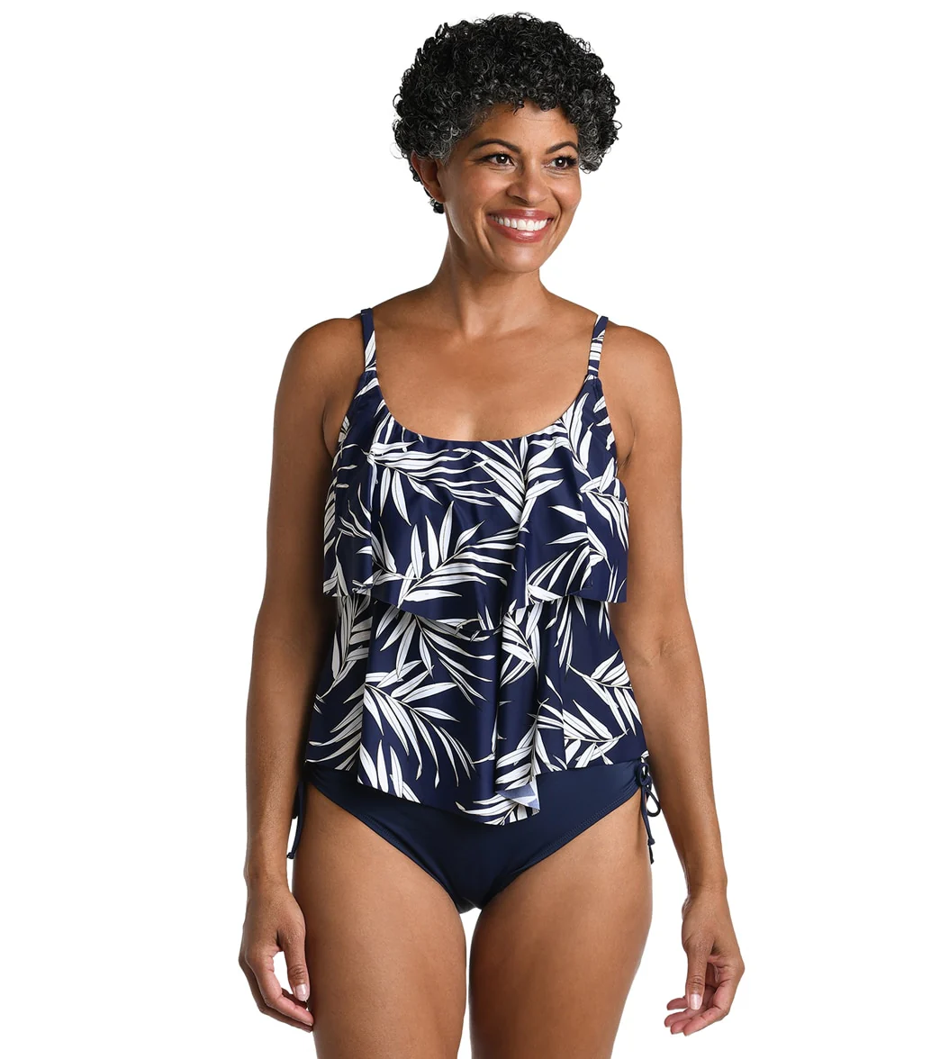 Maxine Women's Gold Leaf Double Tiered Tankini Top - Image 4