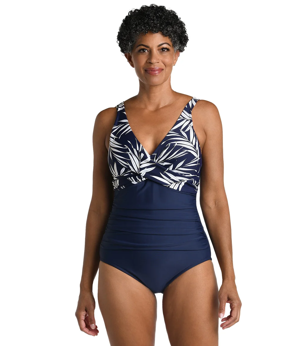 Maxine Women's Gold Leaf Wrap Front One Piece Swimsuit - Image 5