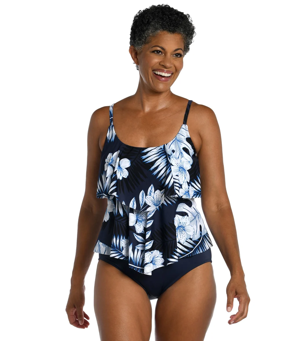 Maxine Women's Moonlight Tropics Double Tiered Tankini Top - Image 5
