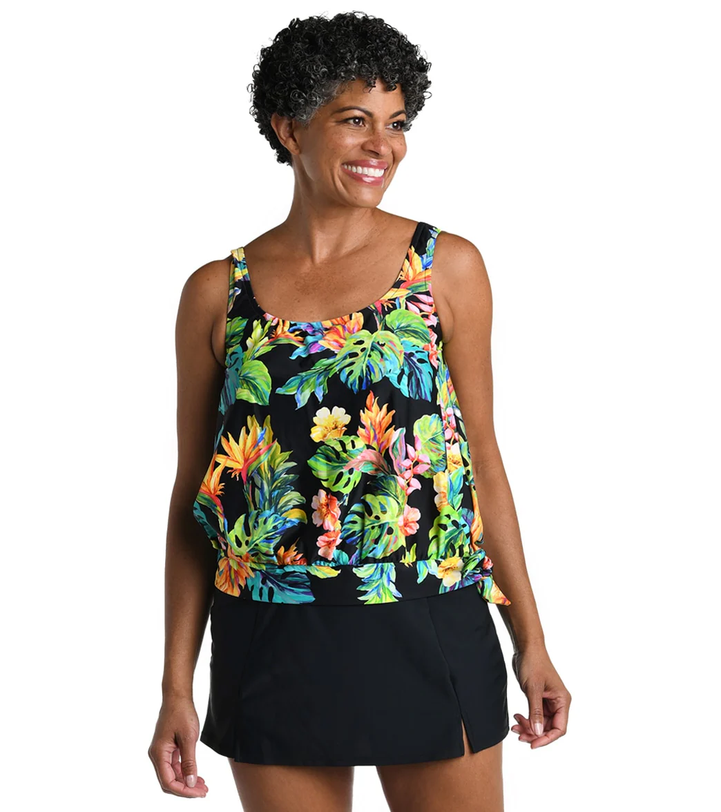 Maxine Women's Oahu Oasis Banded Scoop Blouson Tankini Top - Image 5