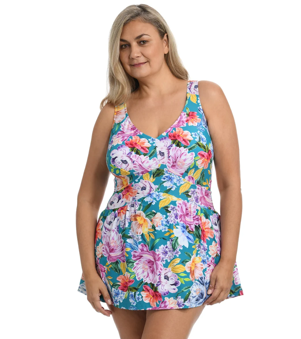 Maxine Women's Plus Size English Arboretum Empire Swim Dress - Image 5