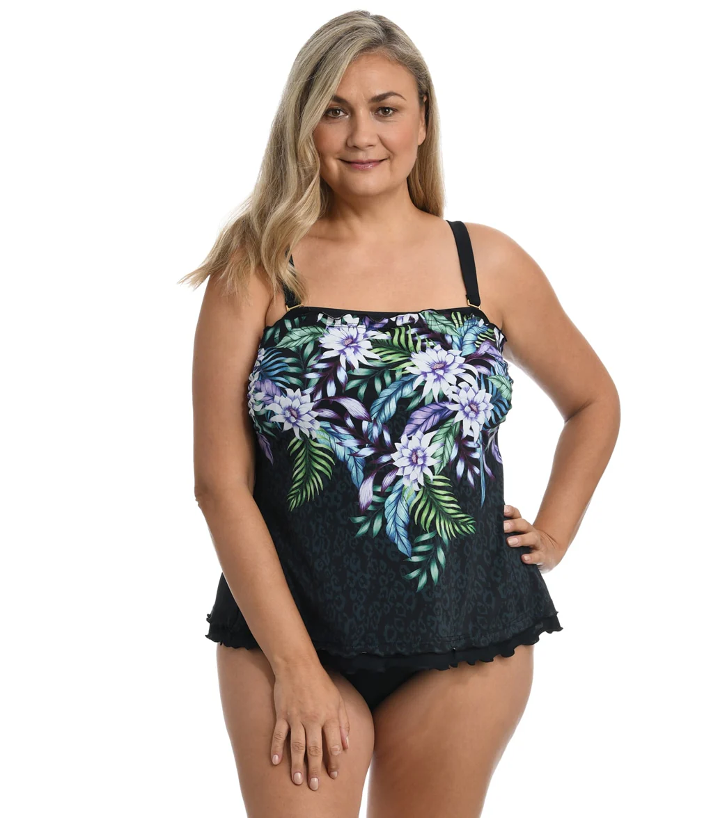 Maxine Women's Plus Size Fiji Floral Ruffle Tankini Top - Image 6