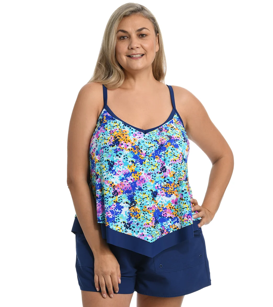 Maxine Women's Plus Size Hydrangea Hills Flutter Tankini Top - Image 5