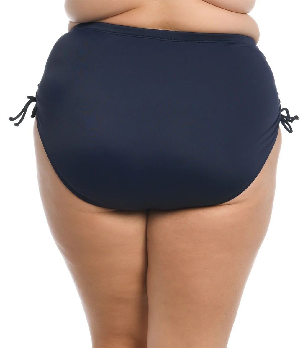Maxine Women's Plus Size Solid Adjustable Ties Full Bikini Bottom - Image 2