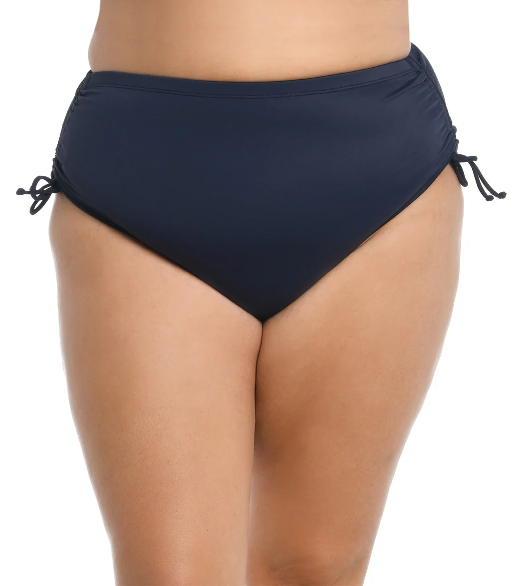 Maxine Women's Plus Size Solid Adjustable Ties Full Bikini Bottom - Image 4