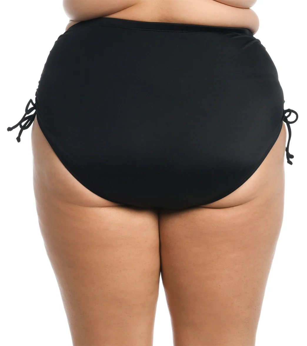 Maxine Women's Plus Size Solid Adjustable Ties Full Bikini Bottom - Image 6
