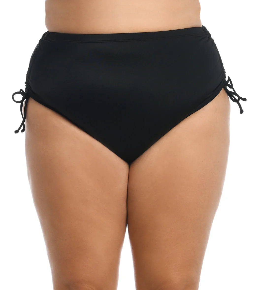 Maxine Women's Plus Size Solid Adjustable Ties Full Bikini Bottom - Image 8