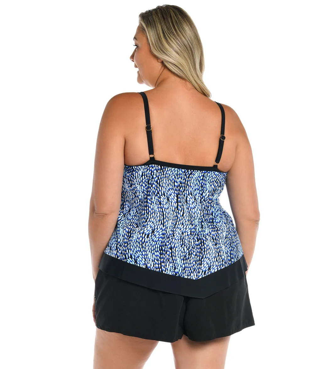 Maxine Women's Plus Size Tidal Wave Flutter Tankini Top - Image 2