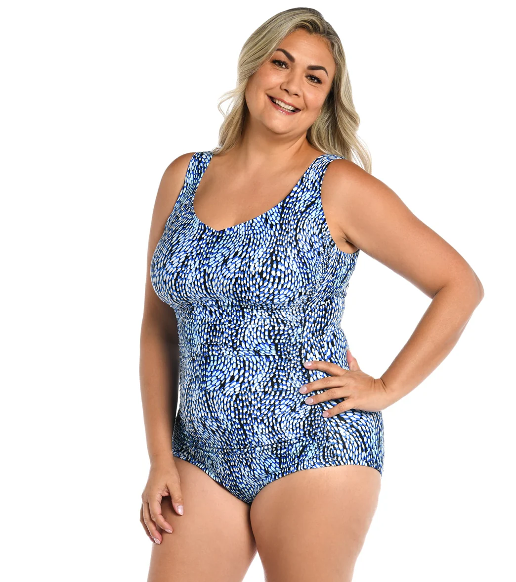 Maxine Women's Plus Size Tidal Wave Over the Shoulder One Piece Swimsuit - Image 4