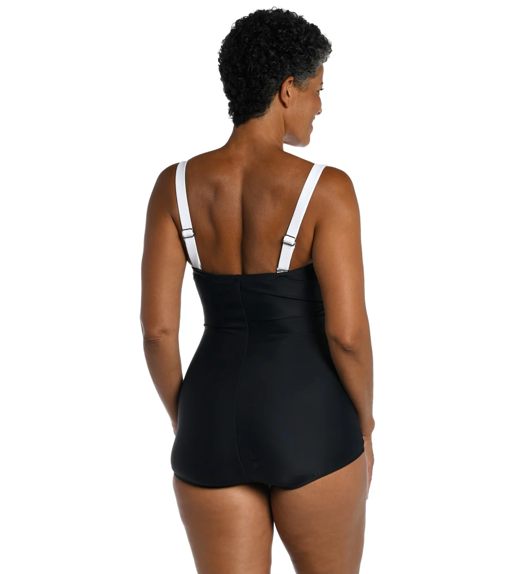 Maxine Women's Solid Bandeau Girl Leg One Piece Swimsuit - Image 11