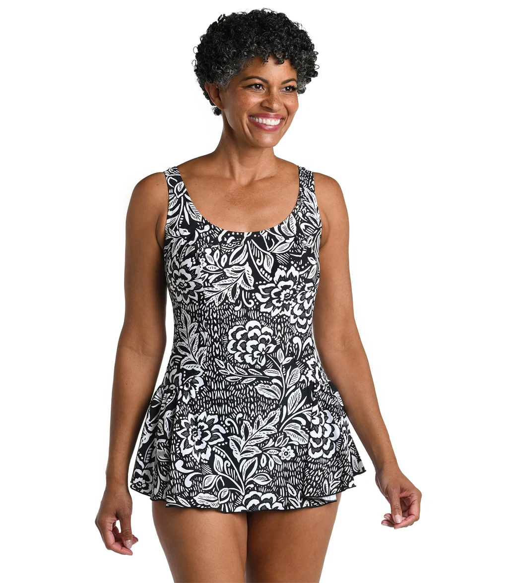 Maxine Women's Tahitian Tribe Floral Princess Seam Swim Dress - Image 6