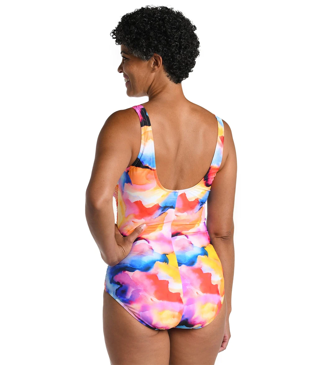 Maxine Women's Watercolor Bliss Over The Shoulder One Piece Swimsuit - Image 2
