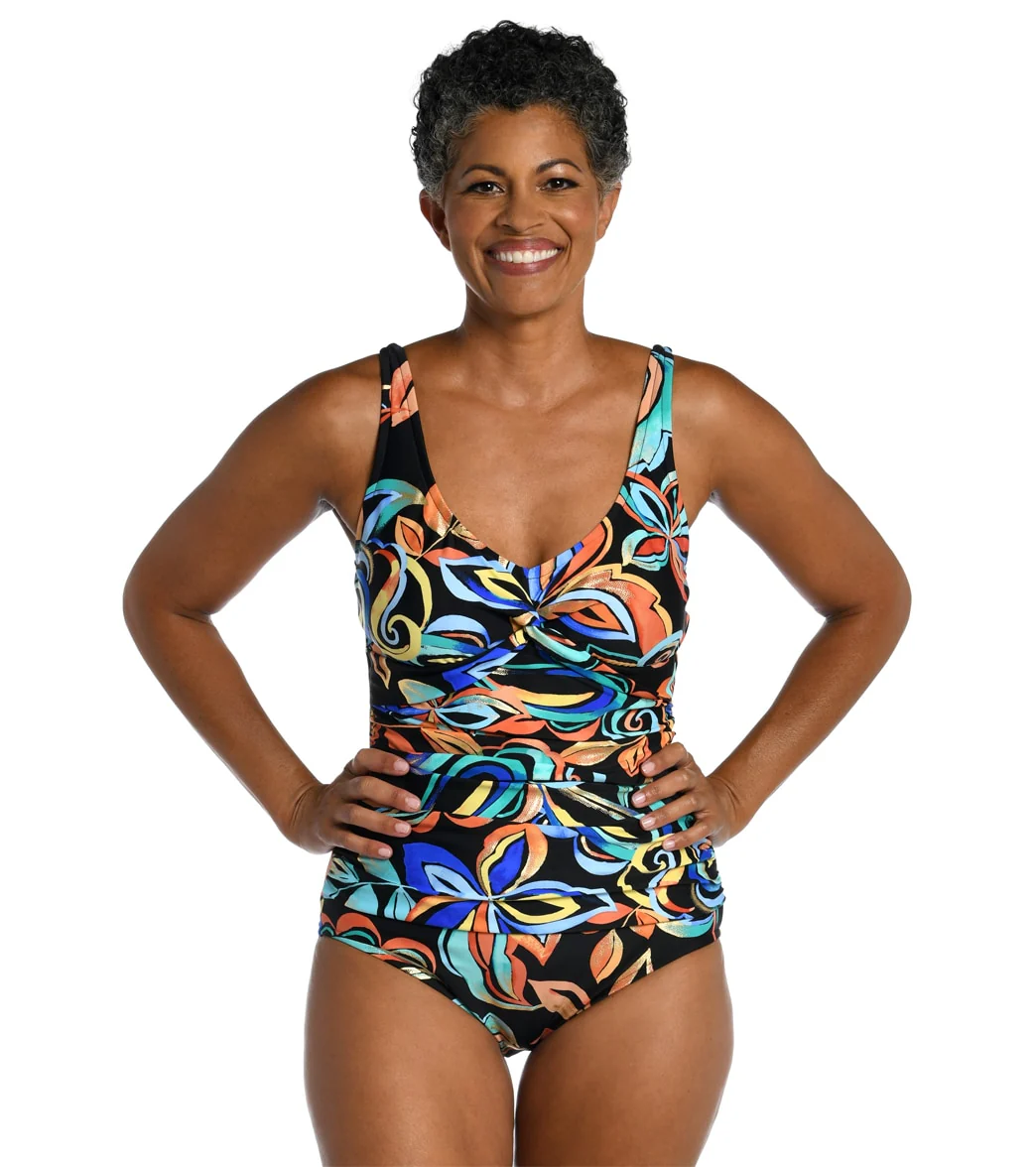Maxine Women's Watercolor Expressions Twist Front One Piece Swimsuit - Image 5