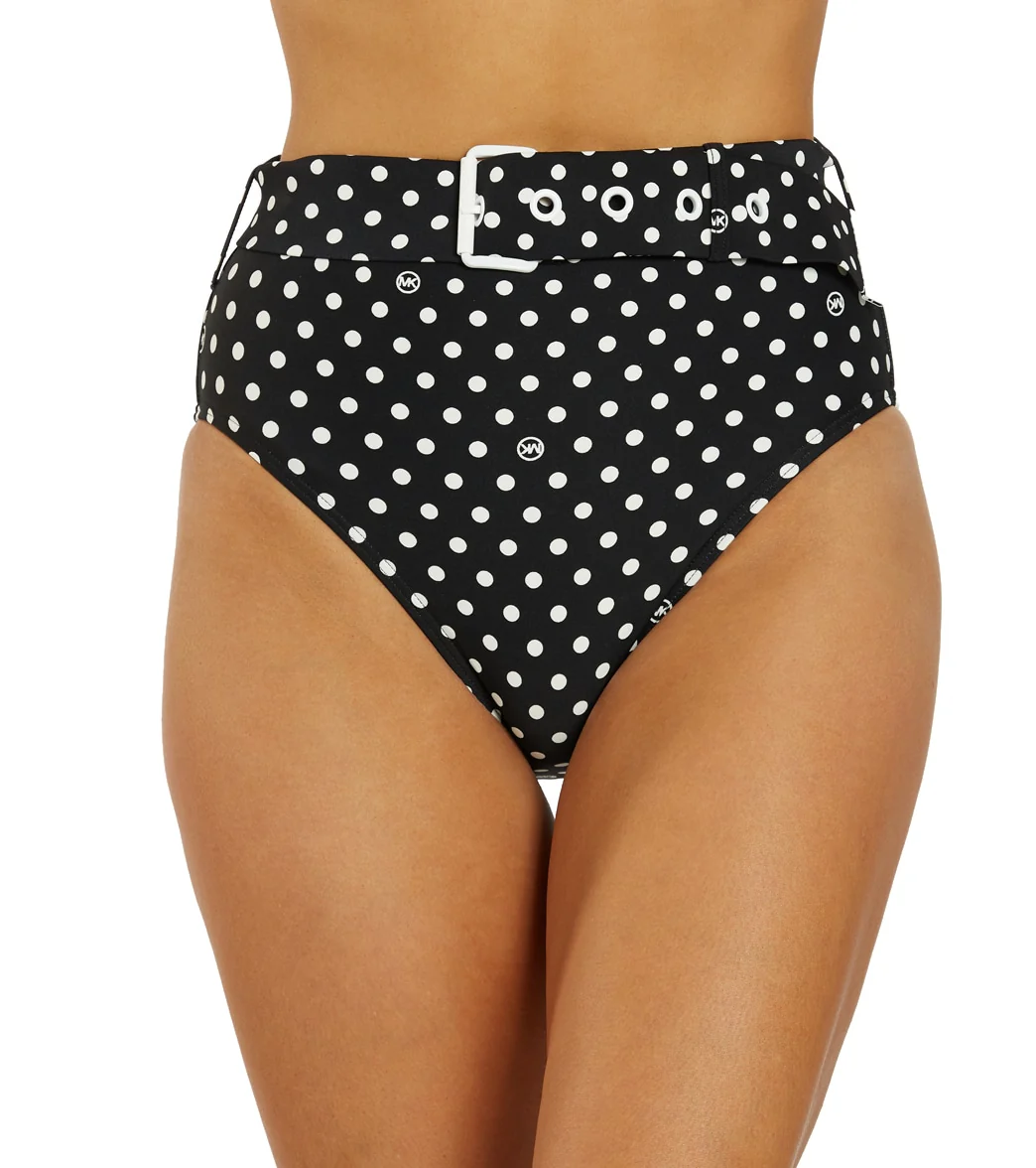 Michael Kors Women's Dot High Waist Belted Bikini Bottom - Image 8