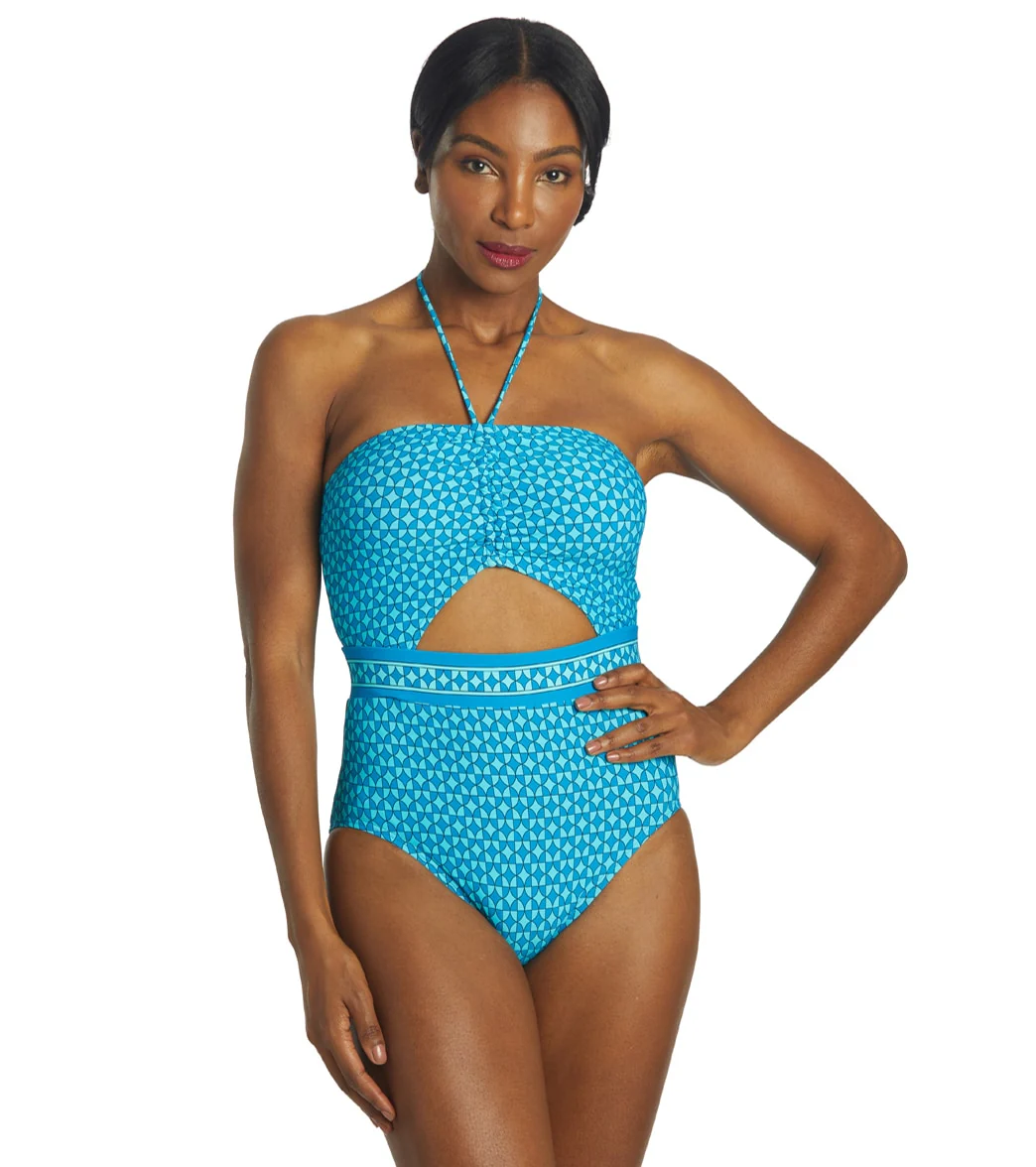 Michael Kors Women's Geo Print Bandeau Cut Out One Piece Swimsuit - Image 7
