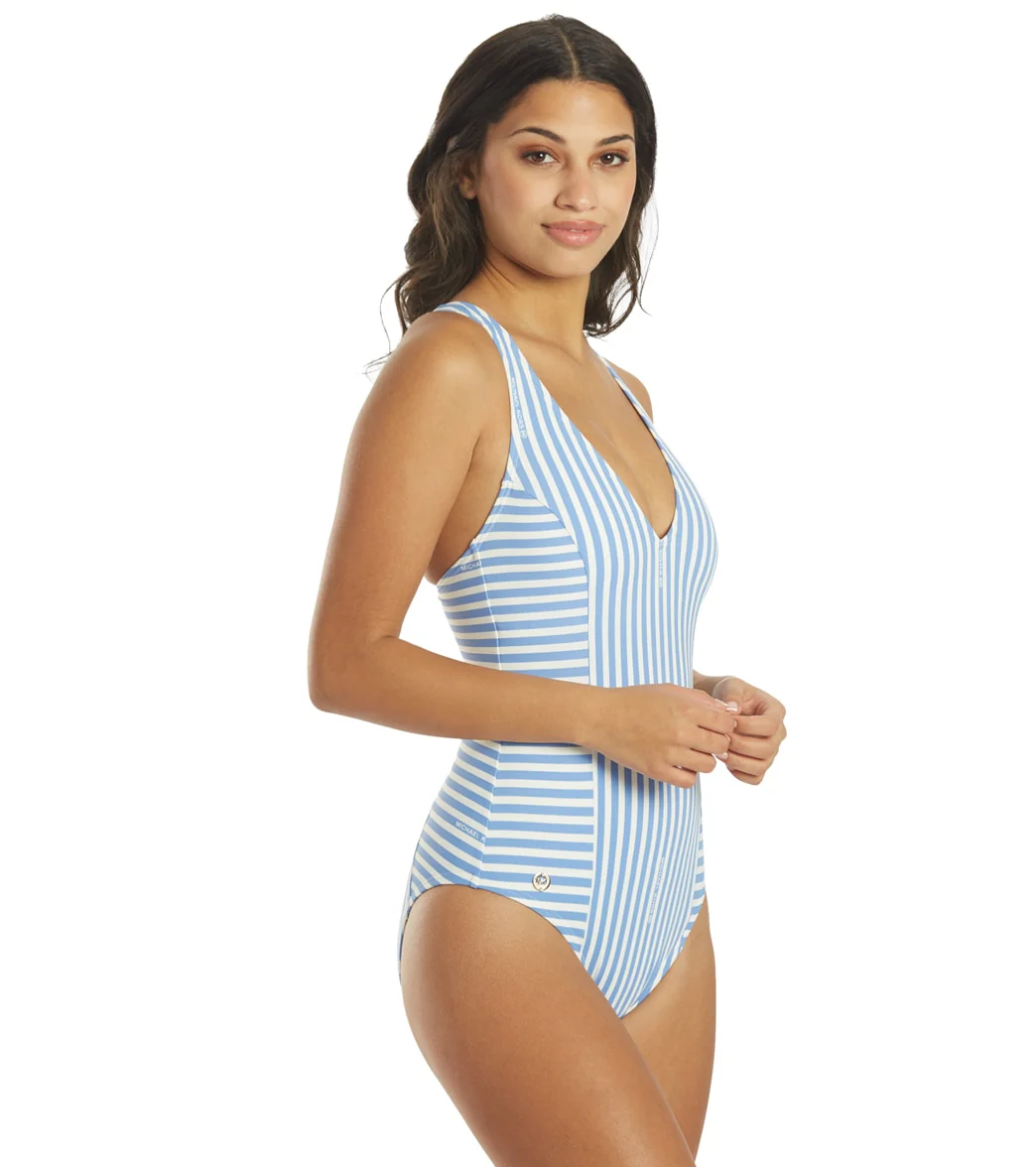 Michael Kors Women's  Logo Stripe V Neck One Piece Swimsuit - Image 2