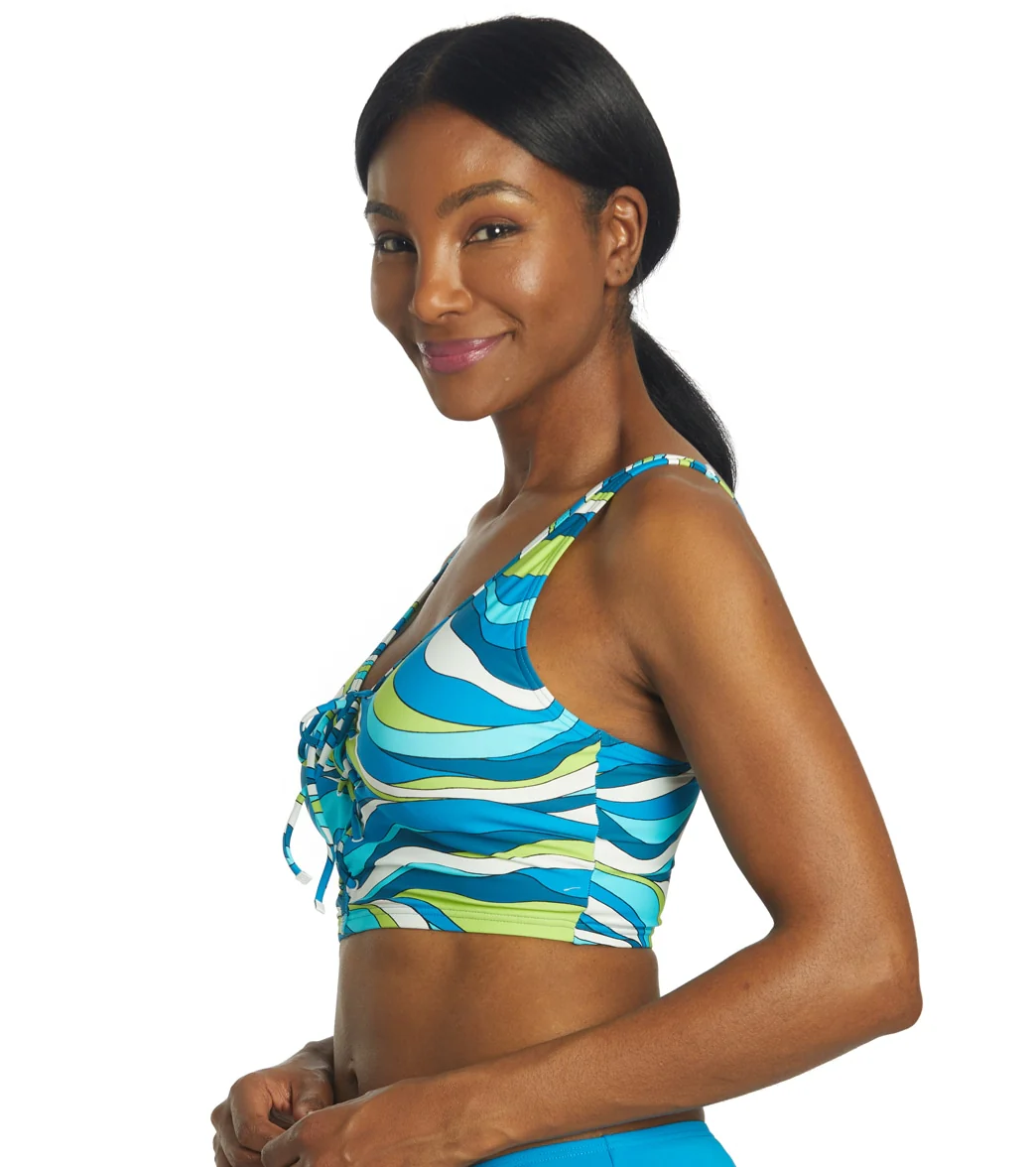 Michael Kors Women's Wave Lace Up Crop Tankini Top - Image 5