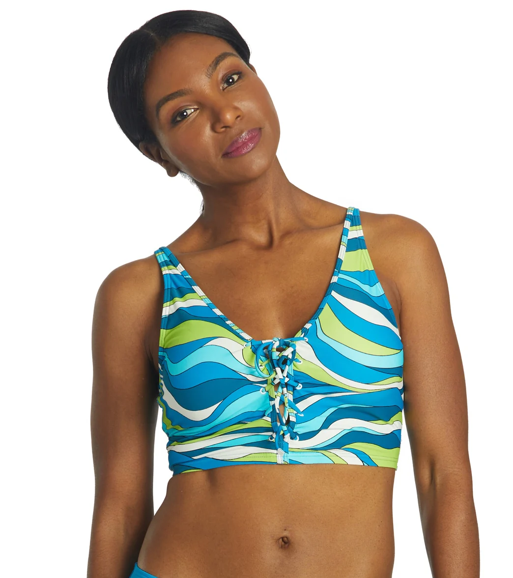Michael Kors Women's Wave Lace Up Crop Tankini Top - Image 7