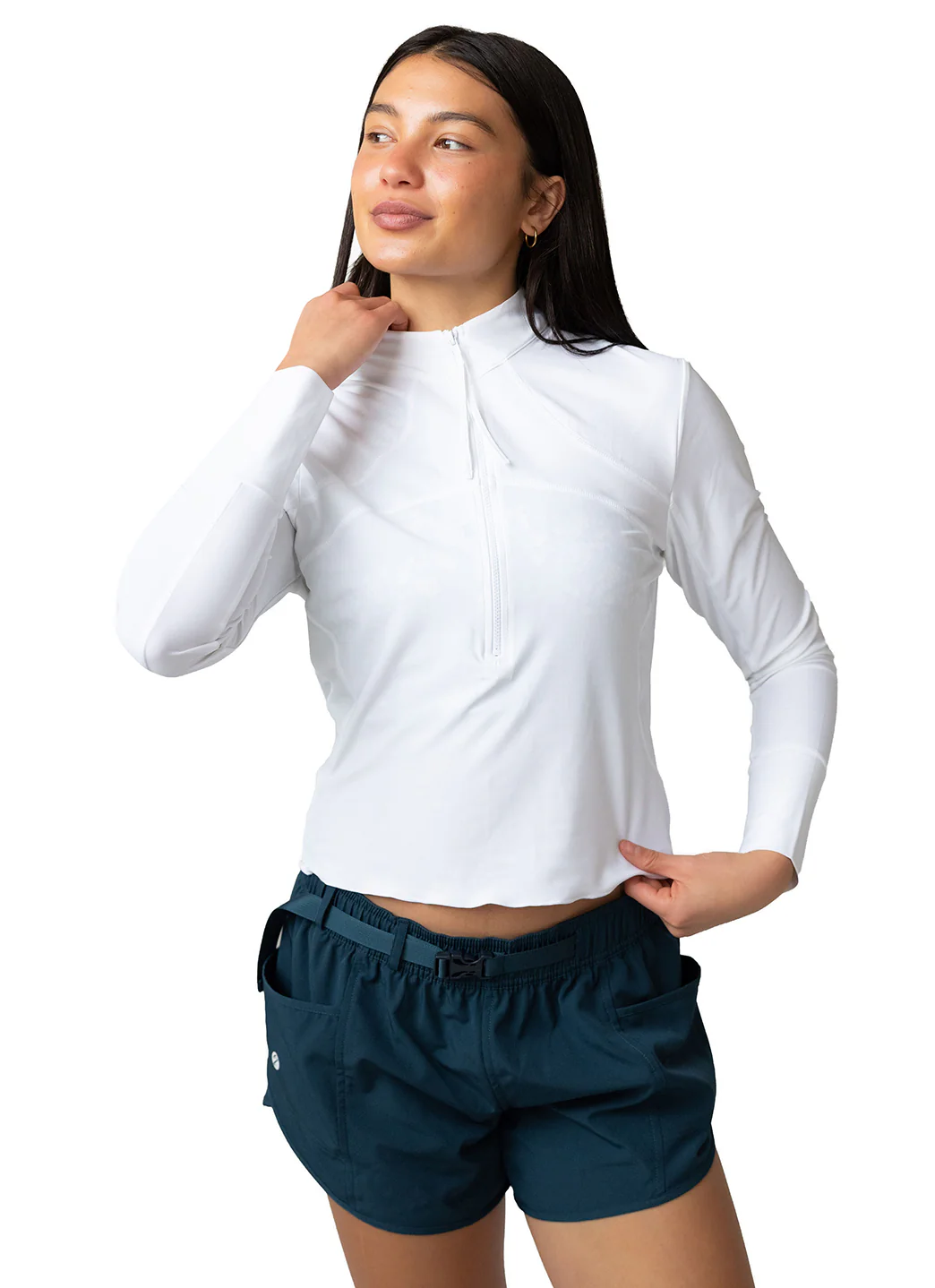Nani Women's Canyons Solid Cropped Half Zip Long Sleeve Rash Guard - Image 9