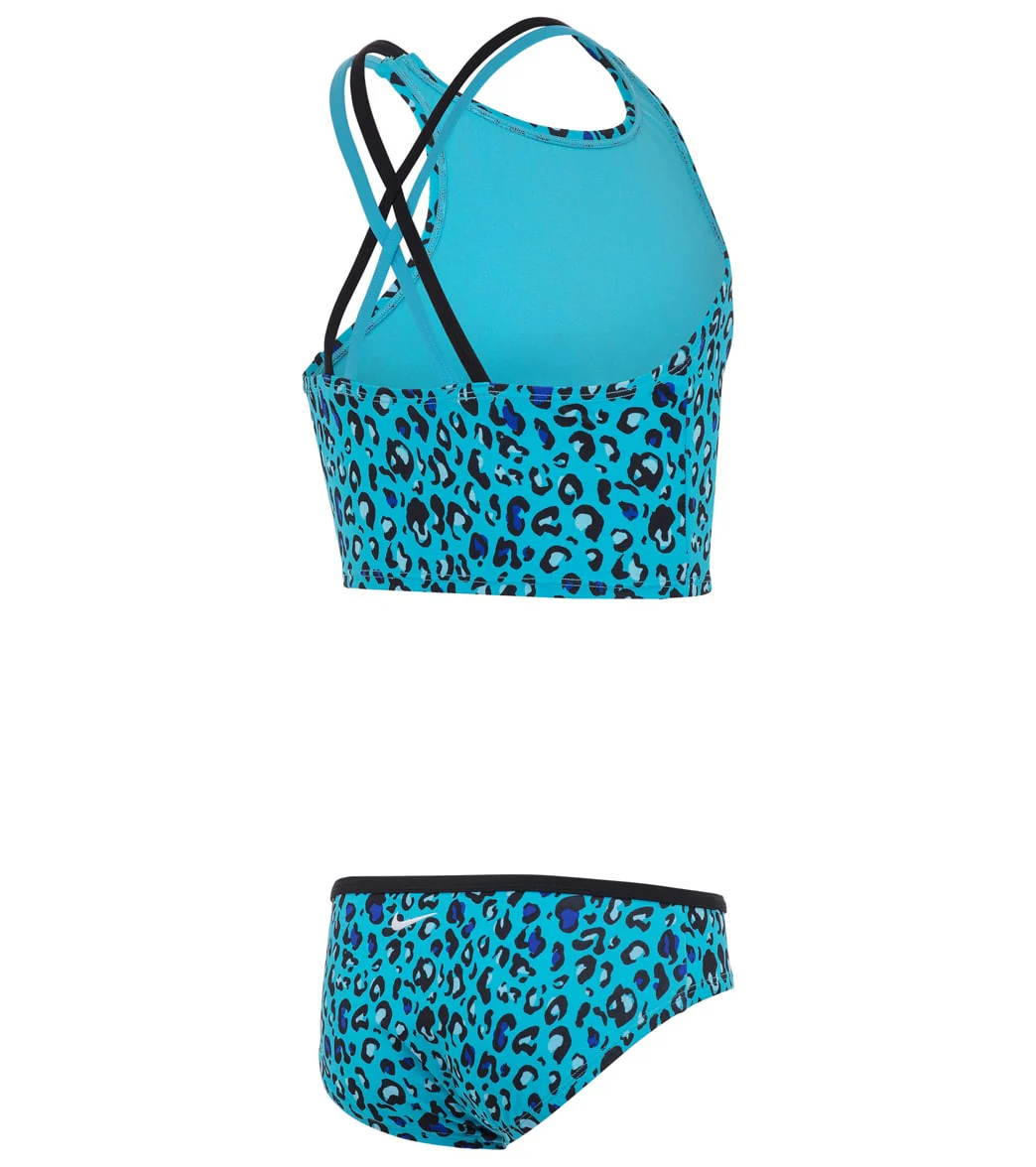 Nike Girls' Cheetah Two Piece Mid Bikini Set (Big Kid) - Image 10